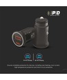 QC+PD autolader, 12V/24V - Zwart, snellader voor auto