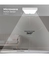 24W LED sensorlamp, vierkant - IP44, 30x30cm, witte rand, 4000K, ingebouwde microgolfsensor