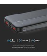 10000mAh Powerbank, 22.5W PD - Ultra-dun, zwart, fast charging, LED indicator