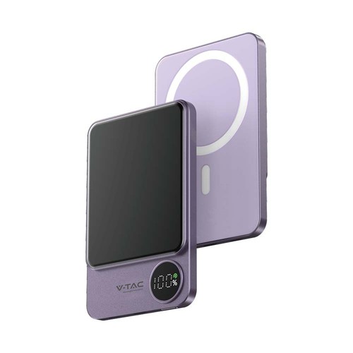 5000mAh ultra-dunne MagSafe powerbank, 20W - Aluminium, paars, draadloos snelladen