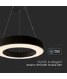 60cm 50W dimbare LED hanglamp - 122lm/W, 6100lm, zwarte ring, 4000K, TRIAC dimbaar