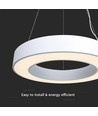 60cm 50W LED designer hanglamp, dimbaar - 4000K, 6100lm, wit, Triac dimbaar