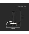 20W Ø50cm circulaire LED pendel - 130lm/W, zwart, 3000K, modern design