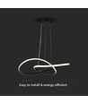 20W Ø50cm circulaire LED pendel - 130lm/W, zwart, 3000K, modern design