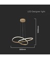 20W LED pendel, goud - Ø50cm, 130lm/W, 3000K, modern circulair design