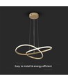 20W LED pendel, goud - Ø50cm, 130lm/W, 3000K, modern circulair design