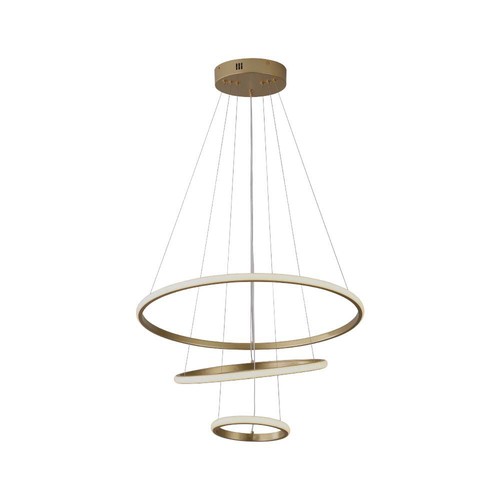32W LED pendel, 3 ringen - Goud, Ø60+40+20cm, 3880lm, 3000K, decoratieve plafondlamp
