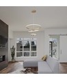 32W LED pendel, 3 ringen - Goud, Ø60+40+20cm, 3880lm, 3000K, decoratieve plafondlamp