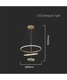 32W LED pendel, 3 ringen - Goud, Ø60+40+20cm, 3880lm, 3000K, decoratieve plafondlamp