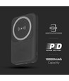 10000mAh magnetische draadloze powerbank, 20W - Zwart, incl. metalen ring