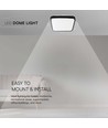 24W LED plafondlamp, vierkant - 2500lm, IP44, zwarte rand, 6500K