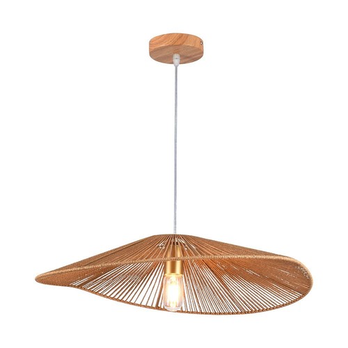 E27 designer pendelophanging met henneptouw - 60cm, bruin, IP20, zonder lichtbron