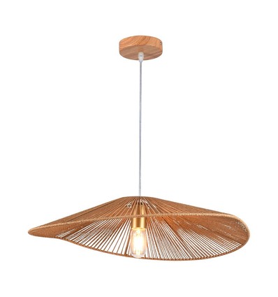 E27 designer pendelophanging met henneptouw - 60cm, bruin, IP20, zonder lichtbron