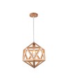 Ø30cm Designer pendelophanging in houtlook - E27 fitting, geometrisch design, max. 60W, zonder lichtbron