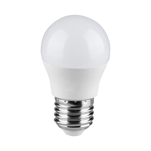 E27 6,5W LED kogellamp - G45, Samsung LED chip, 4000K, 600lm, wit kunststof