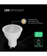 3 stuks V-Tac 6W GU10 LED lampen - 445lm, 110 graden, 4000K