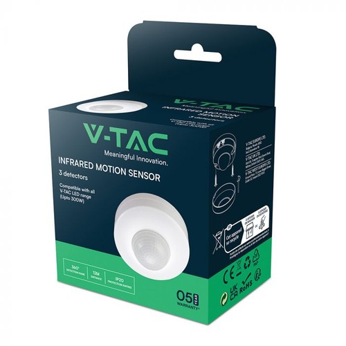 V-Tac bewegingssensor LED-vriendelijk, wit, PIR infrarood