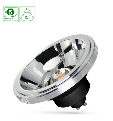 12W AR111 GU10 LED-lamp - 15°, zwart, 5 jaar garantie