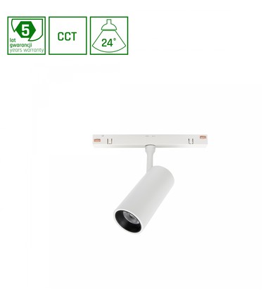 7W Shift Spot S/M railspot voor 48V systeem - CCT, 48V, RA90, 24 graden, 5 jaar garantie