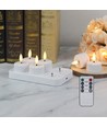 6-pack witte LED-theelichtjes incl. oplaadstation - Incl. afstandsbediening, timer