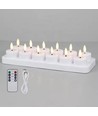 12-pack witte LED-theelichtjes incl. oplaadstation - Incl. afstandsbediening, timer