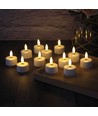 12-pack witte LED-theelichtjes incl. oplaadstation - Incl. afstandsbediening, timer
