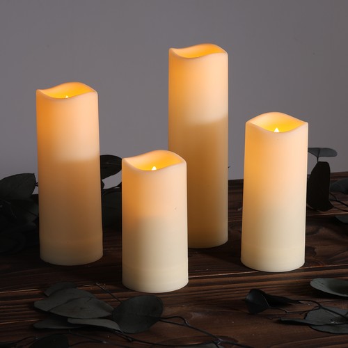 4-pack LED buiten kaarsen, afstandsbediening, Ø5,5cm - Timer, waterdicht