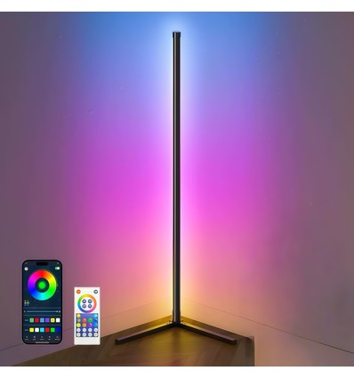 120cm RGBIC hoeklamp - Zwart, Wifi app-bediening en afstandsbediening