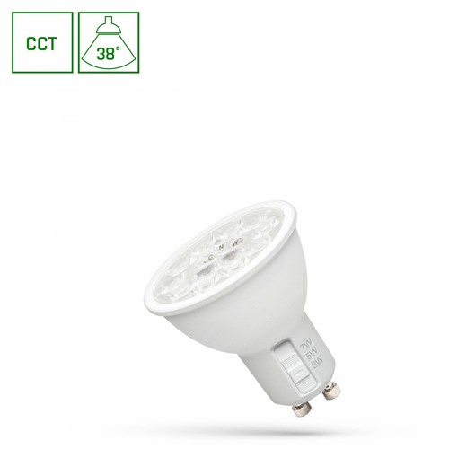 Spectrum LED 3/5/7W GU10 - 230V, CCT, 38°, met lens