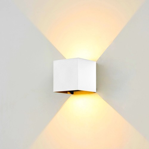 LEDlife CUBIC PRO 6W wandlamp - doorlusbaar, verstelbaar, vierkant, up/down, binnen / buiten, wit, IP65, incl. lichtbron