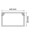 10 st. 40x25 Kabelgoot met tape - Wit, 40x25mm, Lengte 2m