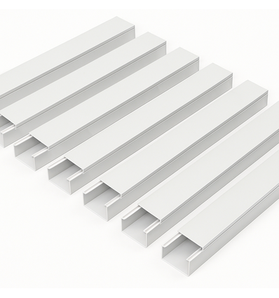 10 stuks 60x40 Kabelgoot met tape - Wit, 60x40mm, Lengte 2m