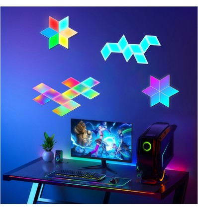 6 st. RGBIC Diamant Wandlamp - complete set met 6 panelen