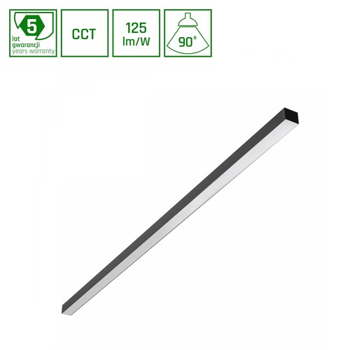 1503mm Allday Basic LED-plafondarmatuur 30W/40W/50W - 3CCT, 230V, 90°, IP20, 42x37mm, zwart, per stuk, UGR19