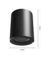 GU10 opbouwspot - Zwart, IP44, rond, plafondlamp, zonder lichtbron
