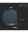Vt-841 wandlamp GU10 - donkergrijs (naar beneden)