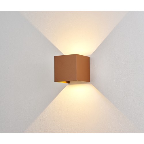 6W CUBIC PRO wandlamp - IP65, corten kleur, doorlusbaar, verstelbaar, vierkant, op/af, binnen/buiten, incl. lichtbron
