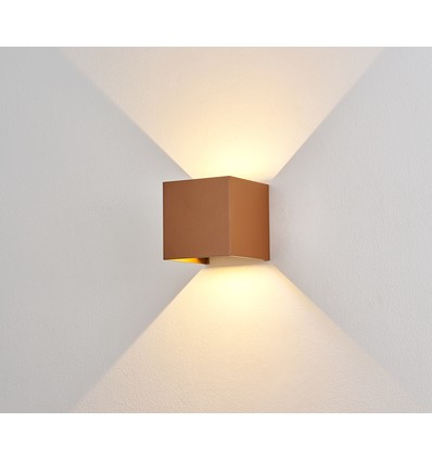 6W CUBIC PRO wandlamp - IP65, corten kleur, doorlusbaar, verstelbaar, vierkant, op/af, binnen/buiten, incl. lichtbron