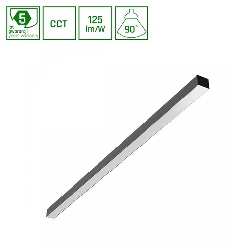 1203mm Basic LED-armatuur 40W - 3CCT, 230V, 90°, IP20, 42x37mm, zwart, PR, UGR19, plafond