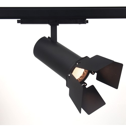 30W 3-fasen DALI dimbaar RA90 spanningsrail spot - Zwart, met barndoor/kleppen, honingraat rooster
