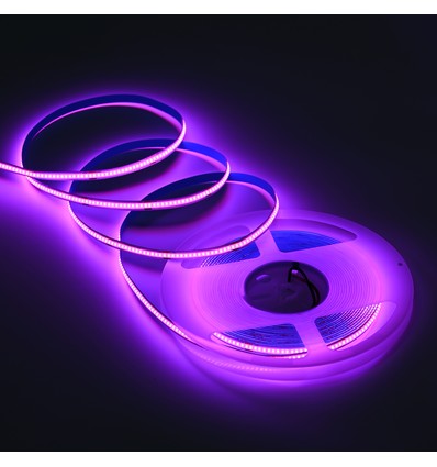 10m 9W/m Paarse COB-LED strip - 24V DC, IP20, 320 LED/m