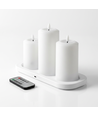 3-pack witte LED stompkaarsen, vlam effect - Ø2,2cm, Hoogte: 24,5cm, kroonkaarsen, incl. afstandsbediening, timer