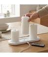 3-pack witte LED stompkaarsen, vlam effect - Ø2,2cm, Hoogte: 24,5cm, kroonkaarsen, incl. afstandsbediening, timer