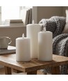 3-pack witte LED stompkaarsen, vlam effect - Ø2,2cm, Hoogte: 24,5cm, kroonkaarsen, incl. afstandsbediening, timer
