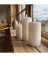 3-pack witte LED stompkaarsen, vlam effect - Ø2,2cm, Hoogte: 24,5cm, kroonkaarsen, incl. afstandsbediening, timer