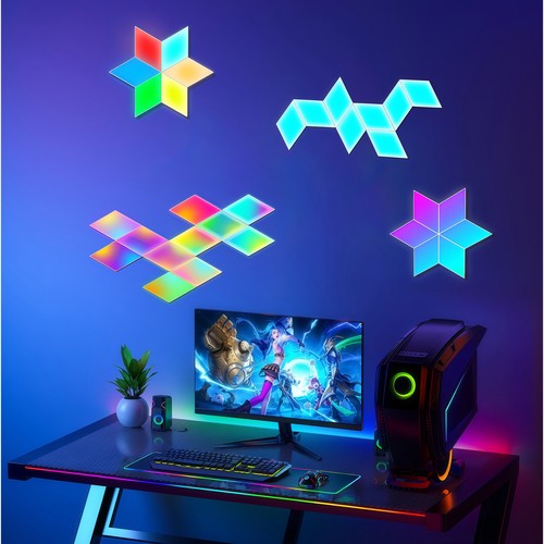 9 st. RGBIC Diamant Wandlampen - complete set met 9 panelen