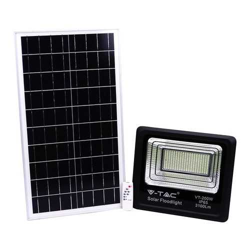 V-Tac 200W solar LED-breedstraler - 40W zonnepaneel, 6000K, IP65