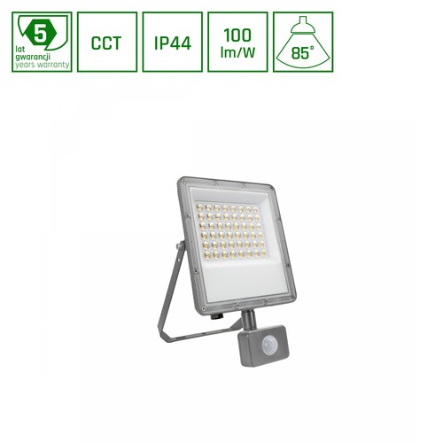 50W NOCTIS MAX CCT breedstraler met sensor - IP44, PIR, 3 kleuren