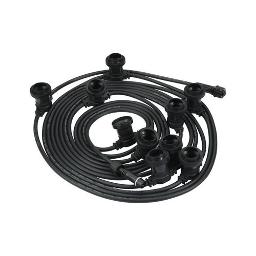 10m koppelbare prikkabel - IP44, zwarte kabel, exclusief lichtbronnen