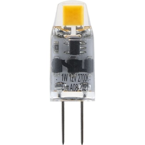 G4 1W COB LED lamp, 12V - 100lm, dimbaar, 2700K, helder glas